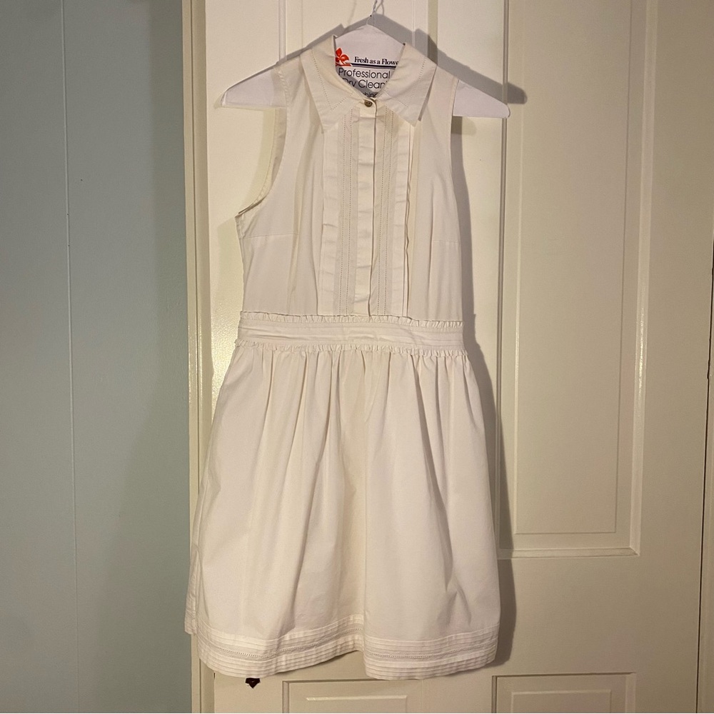 DVF white collared shirt dress